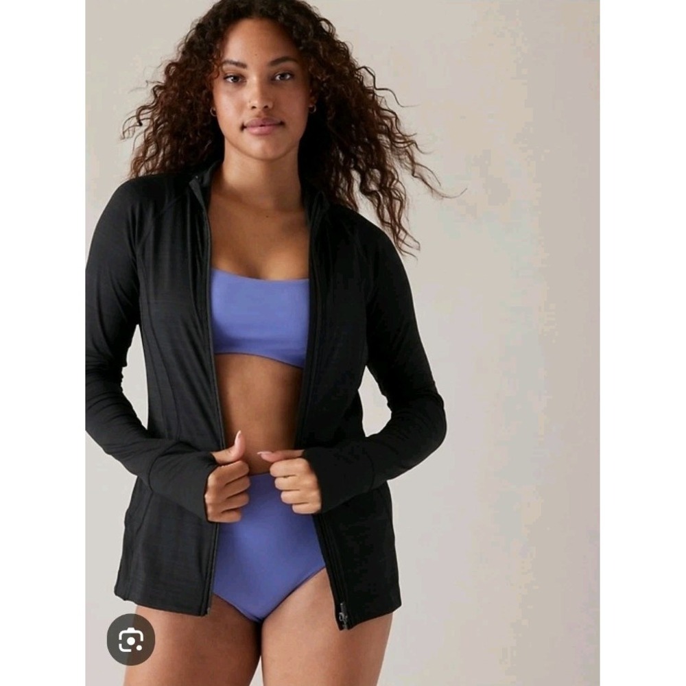 Athleta Black Pacifica Illume UPF Full Zip Sporty Hooded Athleisure Jacket Sz S